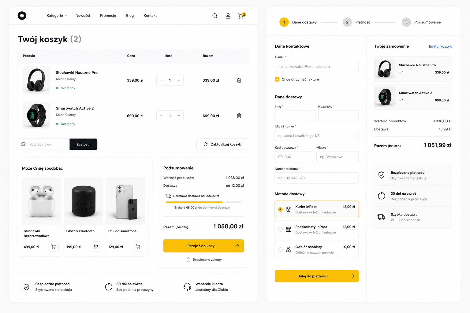 Przykładowy checkout sklepu internetowego